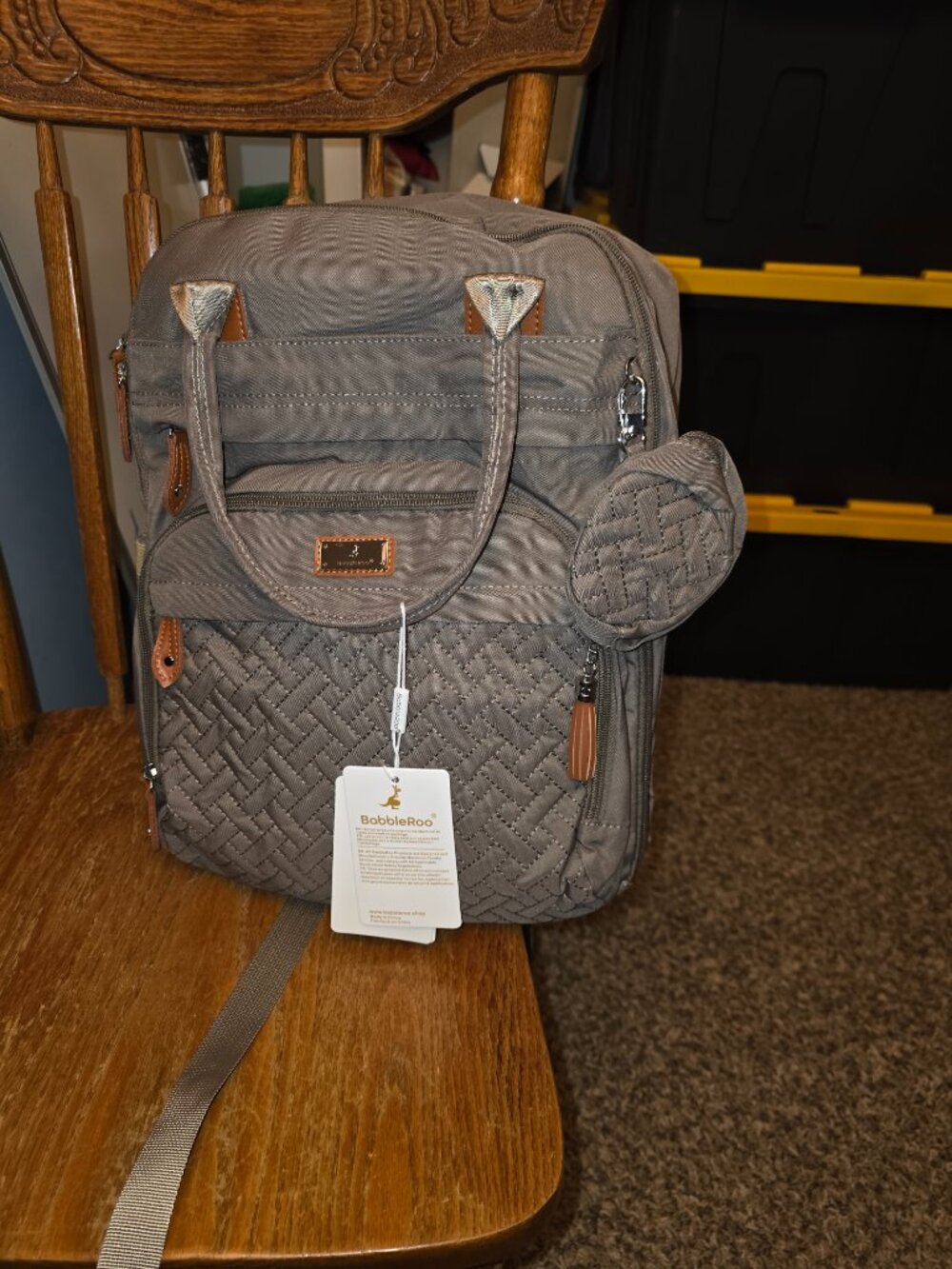 NWT!! BabbleRoo XL Diaper Backpack, Multi-function, Waterproof - DARK GREY